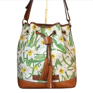 Dooney & Bourke Floral Bucket Bag - Brown and Cream